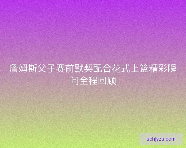 詹姆斯父子赛前默契配合花式上篮精彩瞬间全程回顾