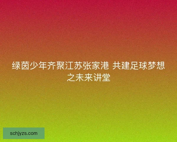 绿茵少年齐聚江苏张家港 共建足球梦想之未来讲堂