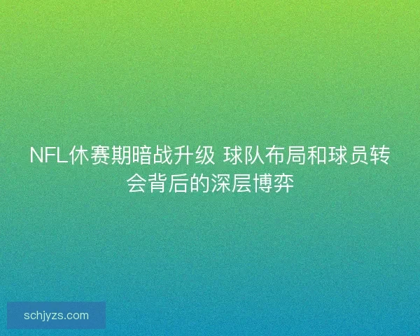 NFL休赛期暗战升级 球队布局和球员转会背后的深层博弈 NFL休赛期暗战升级 球队布局和球员转会背后的深层博弈